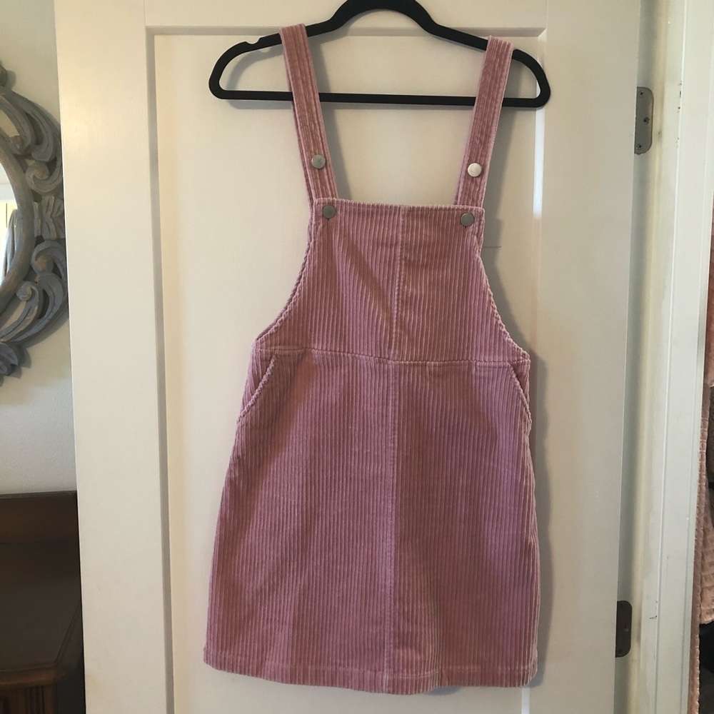 Pink Corduroy Pinafore Dress